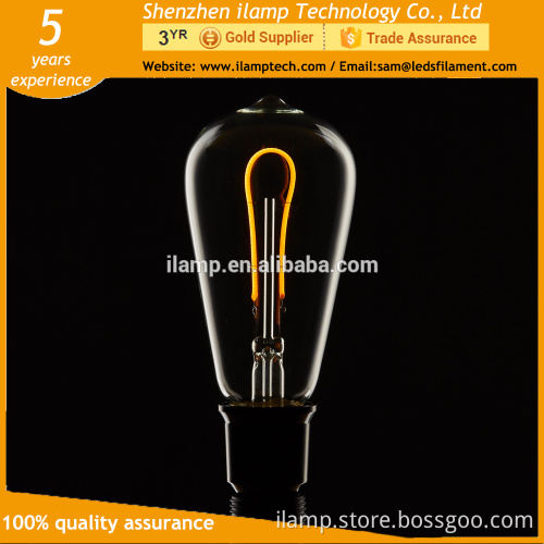 G45 G95 G125 E14 E27 2200k warm white color curved led filament light bulb